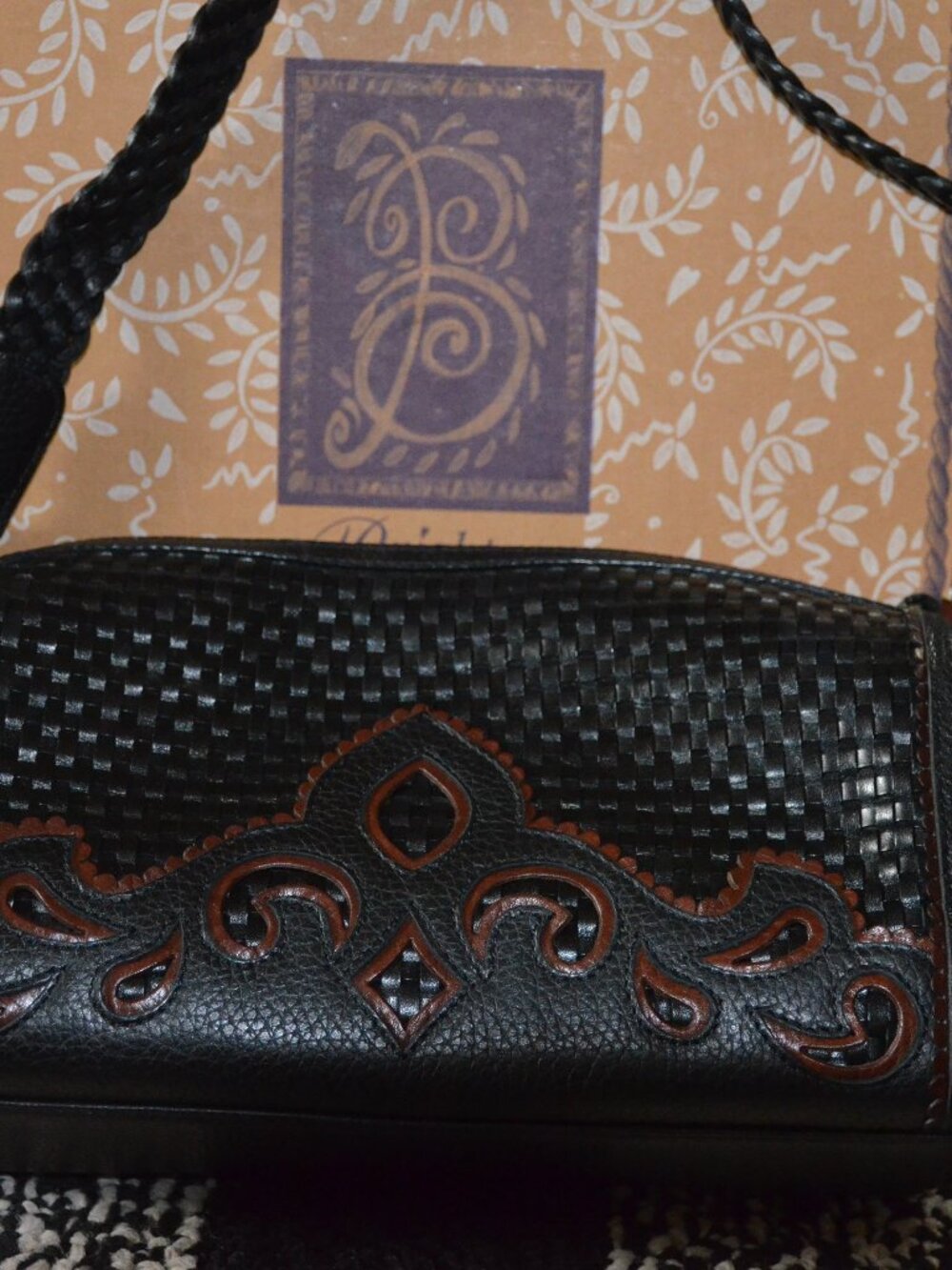 Brighton Genna Baguette Style Bag Western style Woven Leather